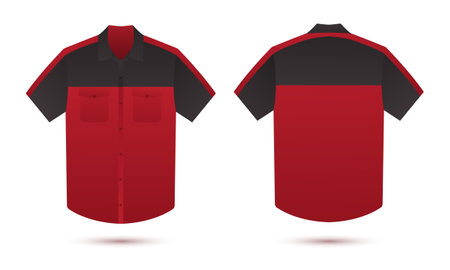 two tone office shirt mockup front and back viewのイラスト素材