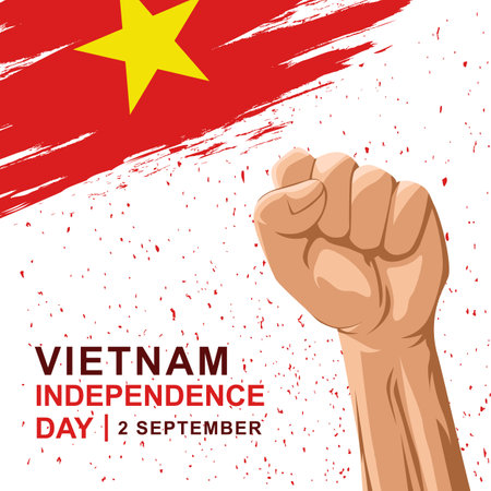 Vietnam Independence Day greeting fist illustration backgroundのイラスト素材
