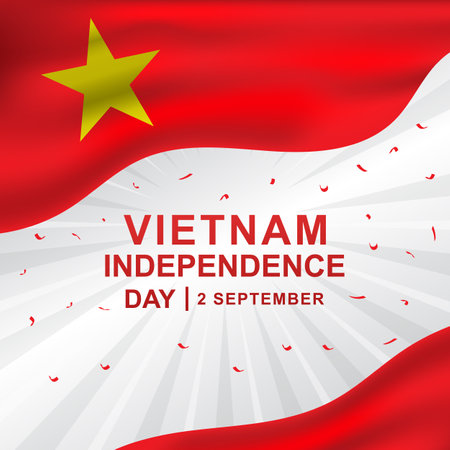 elegant background realistic flag Vietnam Independence Day greetingのイラスト素材