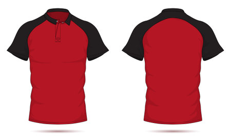 Raglan sleeve collared t-shirt mockup front and back viewのイラスト素材