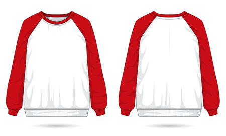 Raglan sleeve sweatshirt template front and back viewのイラスト素材