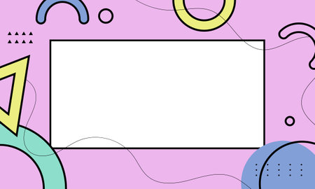 90s style cute abstract element background. Pastel color memphis frame