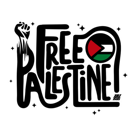 Hand-drawn typography of Free Palestineのイラスト素材