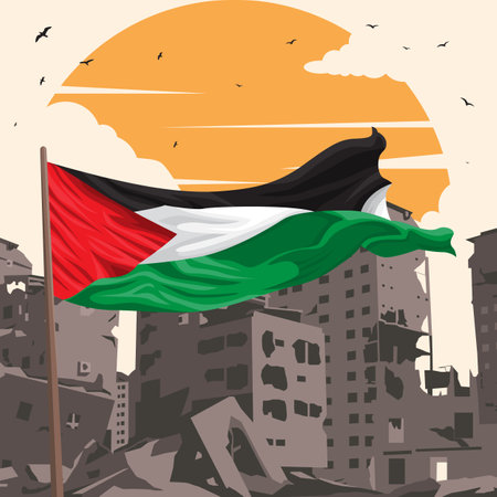 Free Palestine poster design. Vector illustrationのイラスト素材