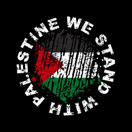 Palestine flag humanitarian solidarity design grunge style. Palestine flag brush stroke. Suitable for t-shirt designのイラスト素材