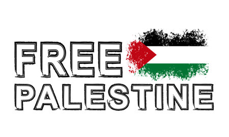 Typography Free Palestine grunge style. Vector illustrationのイラスト素材