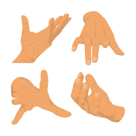 Collection of different wrist poses flat design, vector illustrationのイラスト素材
