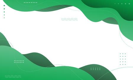 Wavy abstract fluid blank background. Wavy green fluid modern abstract bannerのイラスト素材