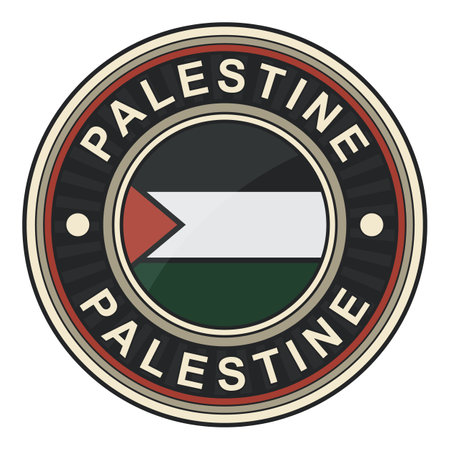 Circle Palestinian Flag badge logo. Modern emblem logoのイラスト素材