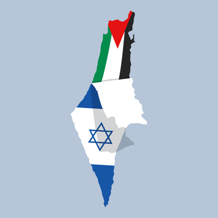 Palestine and Israel flag flat design. Vector illustrationのイラスト素材