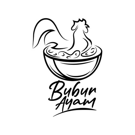 Outline Bubur Ayam logo, which means Chicken Porridgeのイラスト素材