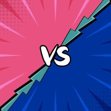 Frame vs fight two color comic style. Pop art comic background