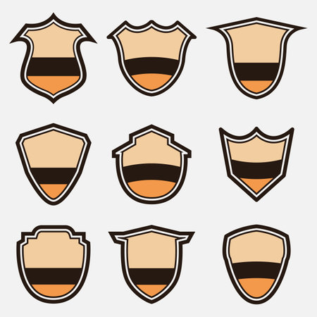 Collection of blank badge logos various shapesのイラスト素材