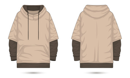 Hooded sweatshirt mockup front and back viewのイラスト素材
