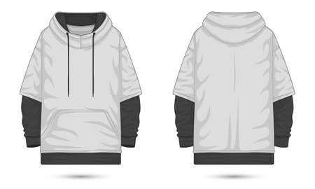 Raglan sleeve hooded sweatshirt template front and back viewのイラスト素材