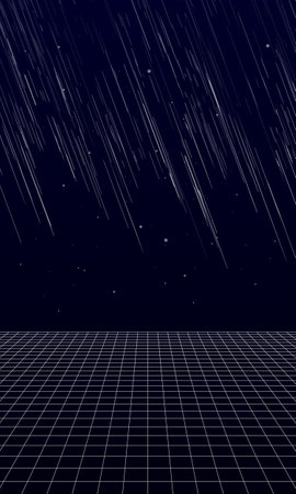 Perspective wireframe space background. Futuristic wireframe dark wallpaperのイラスト素材