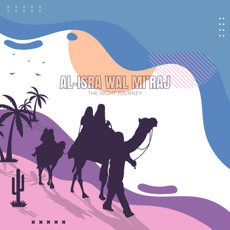 Background for greetings celebrating the Islamic day of Isra Mirajのイラスト素材