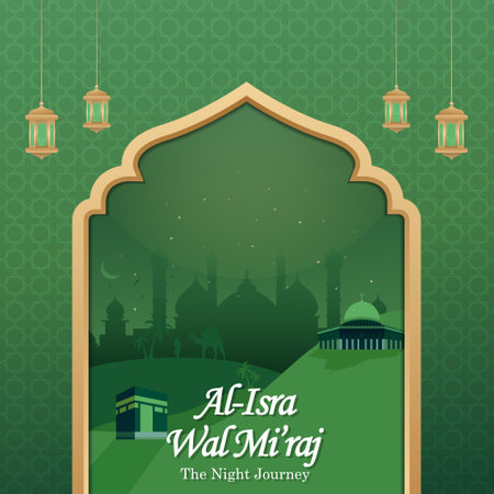 Luxury background of Islamic celebration of Isra Miraj Dayのイラスト素材
