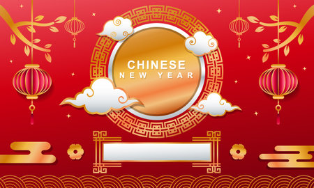 Chinese New Year celebration greeting luxury backgroundのイラスト素材