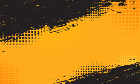Modern background textured black yellow grunge brush strokesのイラスト素材