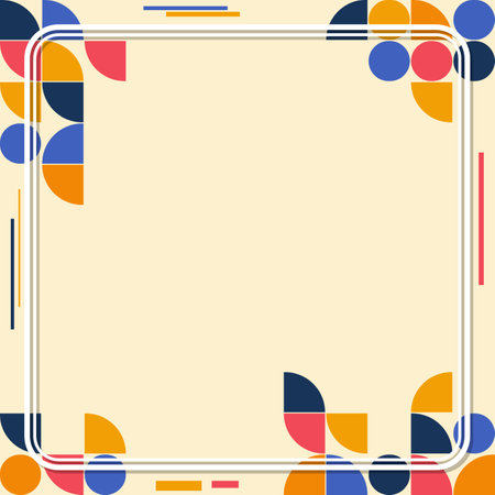 Bauhaus pattern blank poster. Bauhaus pattern geometric background with frameのイラスト素材