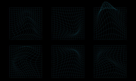 Collection of different wavy abstract wireframe design elementsのイラスト素材