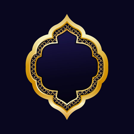 Luxury gold islamic border. Islamic frame. Islamic bannerのイラスト素材