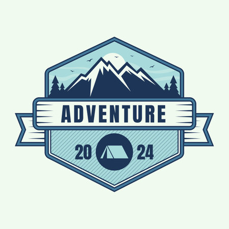 Mountain badge logo. Adventure logoのイラスト素材