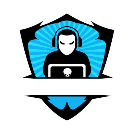 Hacker badge logo. Hacker mascot logoのイラスト素材
