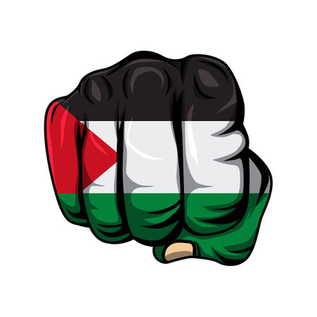 Fist with Palestine flag vector illustrationのイラスト素材