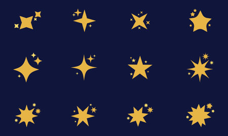 Collection of cute cartoon star iconsのイラスト素材