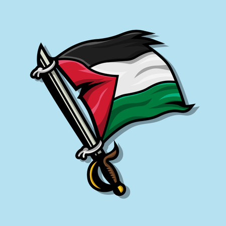 Palestinian Flag and Sword illustration designのイラスト素材