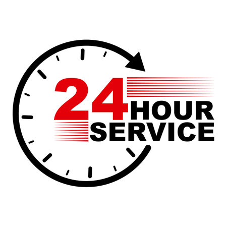 24 hour service business logo illustration isolated white backgroundのイラスト素材