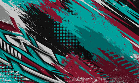Abstract background grunge brush strokes textured car wrap racing sticker template and sports jersey fabric designのイラスト素材