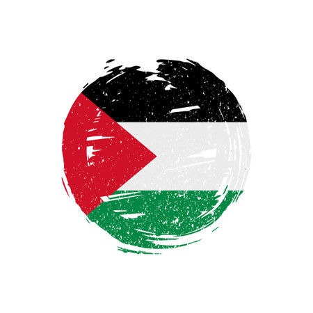 Palestine Flag symbol circle grunge brush strokeのイラスト素材