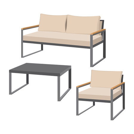 Set of illustrations home interior chairs and tablesのイラスト素材