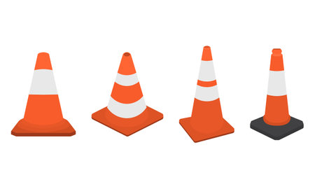 Collection of different traffic cone illustrationのイラスト素材