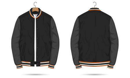 Striped varsity jacket mockup front and back viewのイラスト素材