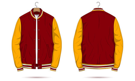 Varsity jacket mockup, bomber jacket, baseball jacket. Vector illustrationのイラスト素材