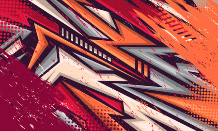 Abstract grunge brush stroke geometric lines background for racing car wrap stickerのイラスト素材