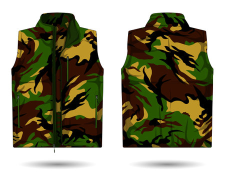 Military army camouflage vest mockup front and back viewのイラスト素材