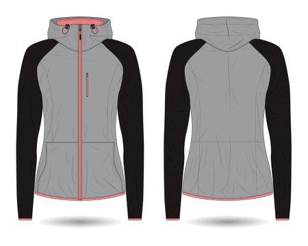 Women's hoodie jacket mockup front and back viewのイラスト素材