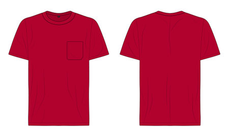 Red t-shirt mockup with pocketのイラスト素材