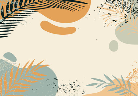 Abstract organic shape tropical foliage backgroundのイラスト素材