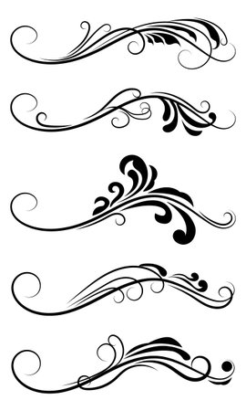 Set of abstract vintage floral scroll decorationsのイラスト素材