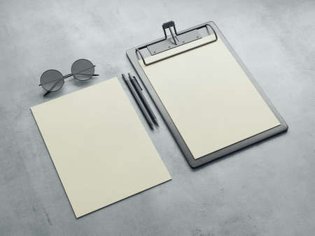 Black branding identity on concrete background. modern elementsの写真素材