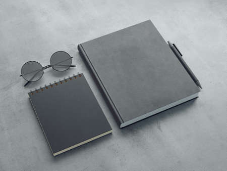 Black branding identity on concrete background. modern elementsの写真素材