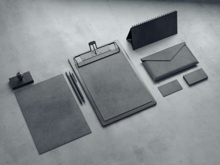 Black branding identity on concrete background. modern elementsの写真素材