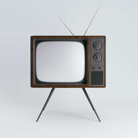 Classic generic vintage TV mockup. isolated on white background.の写真素材