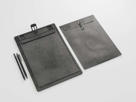 Blank branding elements mockup on white background.の写真素材